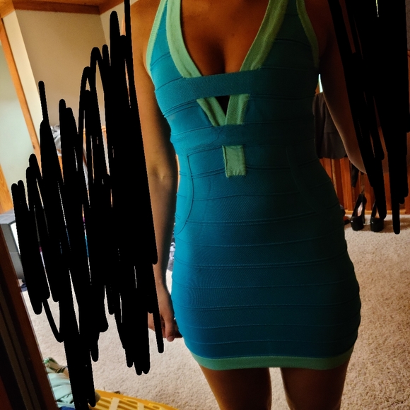 Wow Couture bandage mini dress sz S. Blue - Picture 2 of 5